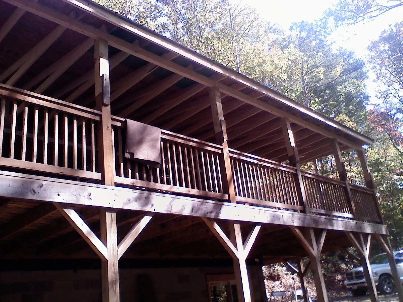 Timber framing under a new elevated porch and deck — Roof Leak Repair in Libertytown by Roofing Brothers
